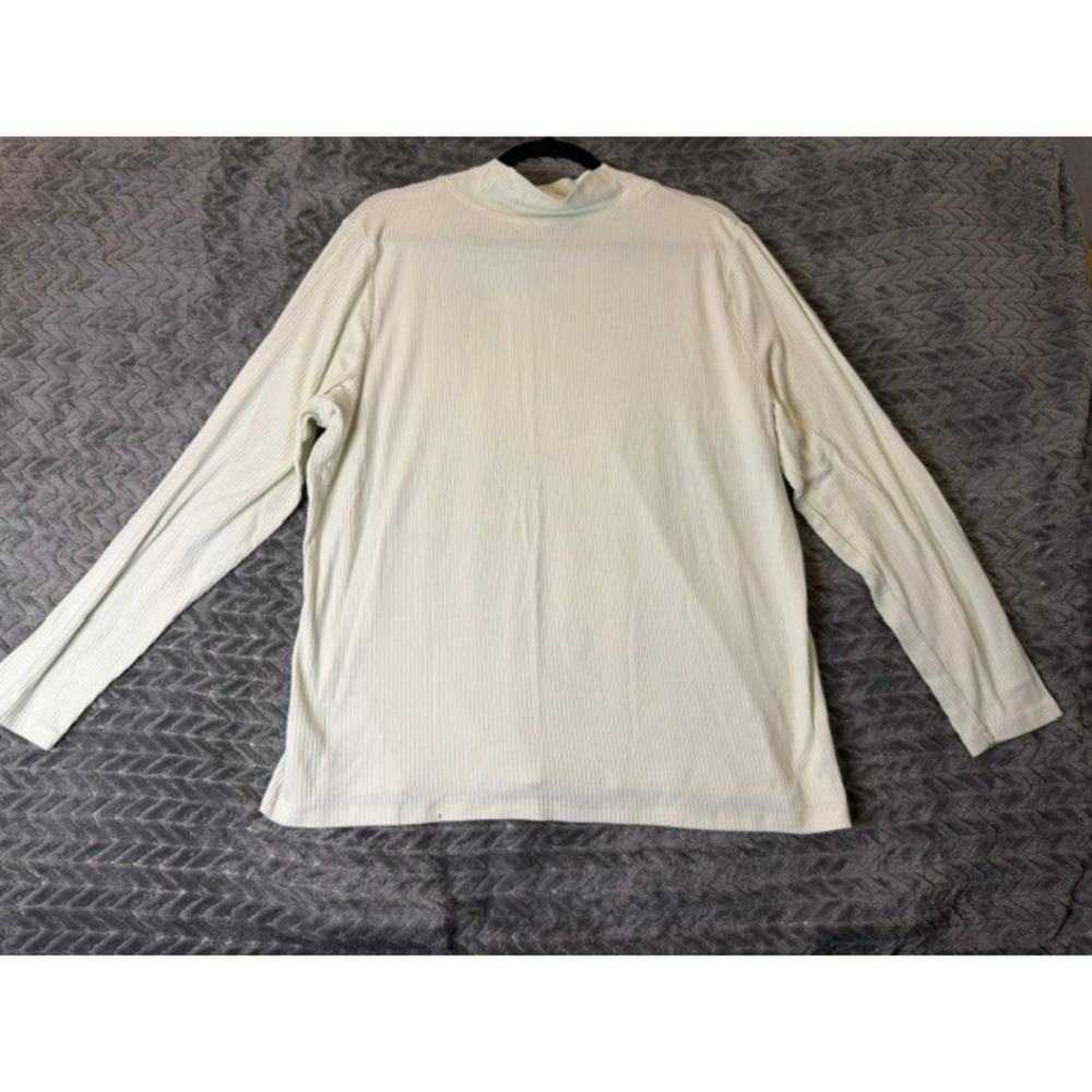 Talbots Plus Ivory Ribbed Mock Neck Long Sleeve Top Womens 2X Cream 0312 - Picture 2 of 3